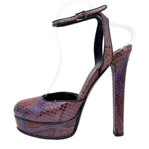 Gucci Platform Heels Python Purple Size 38 Runway Exotic Leather Stiletto